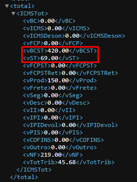 Tag ICMS ST Retido no XML
