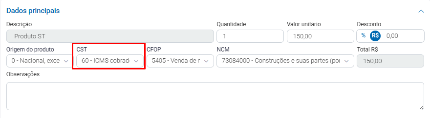 Ajustando CST para 60 no ZWeb