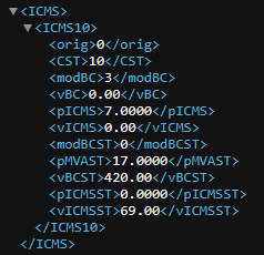 Tag ICMS ST Integral no XML da NF-e